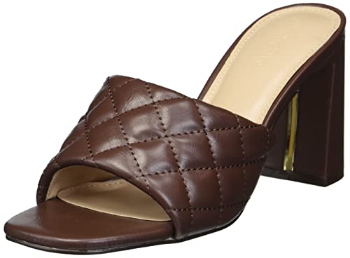 The Drop Damen Pattie Mules mit Hohem Blockabsatz, Quilted Chocolate, 39.5 EU von The Drop