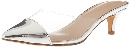 The Drop Damen Paulina Pointed Toe Two-Tone Mule-Slipper, Silberfarben Transparent, 36 von The Drop