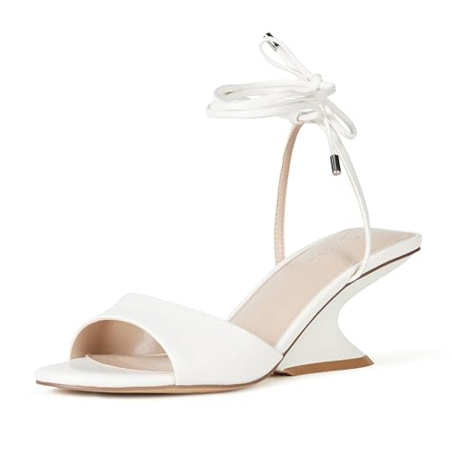 The Drop Damen Phoenix Sandalen mit Schnürung und Absatz, Weiß, 38.5 EU von The Drop