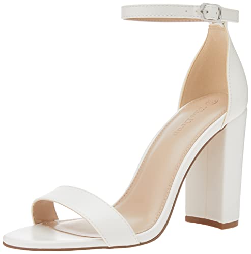 The Drop Damen Rebecca Riemensandalen mit Hohem Blockabsatz, Weißes Polyurethan, 41 von The Drop