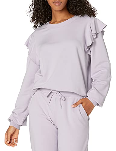 The Drop Damen Ruby Sweatshirt aus superweichem Stretch, mit Schulterrüschen, Dusty Purple, S von The Drop