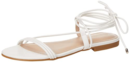 The Drop Damen Samantha Riemchen-Schnürsandalen flach, Weiß, 36.5 EU von The Drop