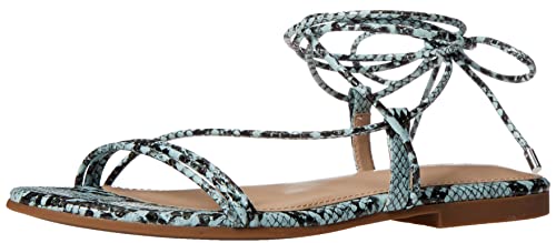 The Drop Damen Samantha Riemchen-schnürsandalen Flach, Blaugrüne Schlange, 39.5 von The Drop
