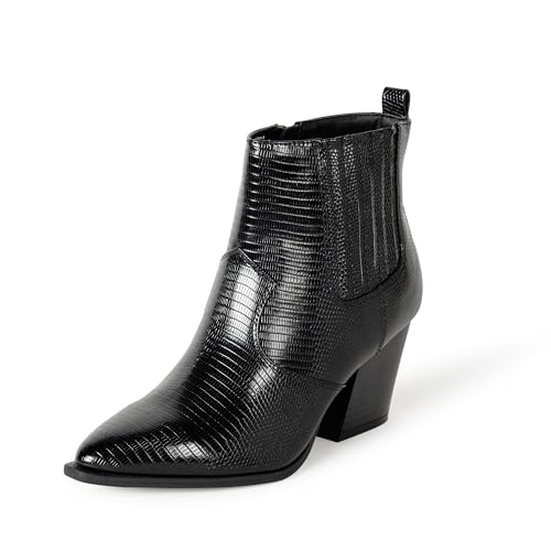 The Drop Damen Sia Pointed Toe Western Ankle Boot, Schwarze Eidechse, 36 von The Drop