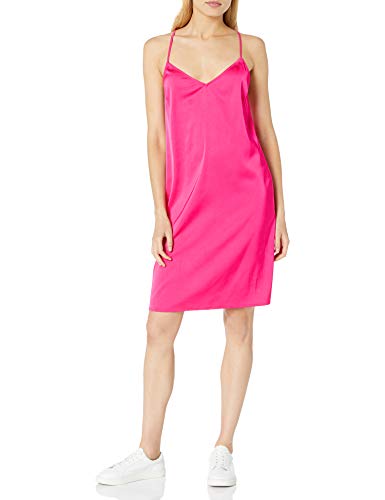 The Drop Damen Slip Dress Darcy, Mini-Trägerkleid mit Schnürung am Rücken, lockerer Schnitt, seidiges Stretch-Material, Pink, 4XL Große Größen von The Drop