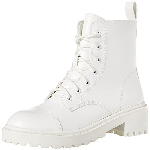 The Drop Damen Sparta Chunky Sole Lace Up Combat Boot, Creme, 37 von The Drop