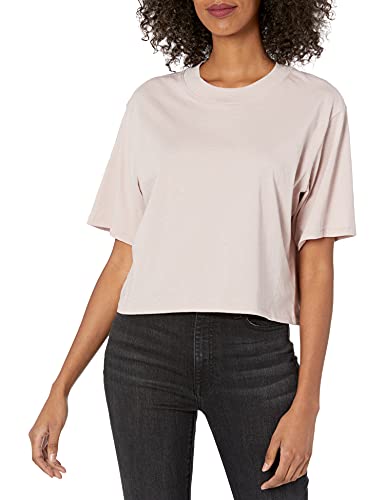 The Drop Damen Sydney T-Shirt, kurzer Cropped-Stil, Rundhalsausschnitt, Eisrosa., 4XL Große Größen von The Drop