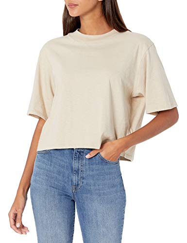 The Drop Damen Sydney T-Shirt, kurzer Cropped-Stil, Rundhalsausschnitt, Sand, L von The Drop