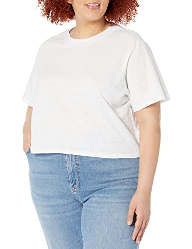 The Drop Damen Sydney T-Shirt, kurzer Cropped-Stil, Rundhalsausschnitt, Weiß, S von The Drop