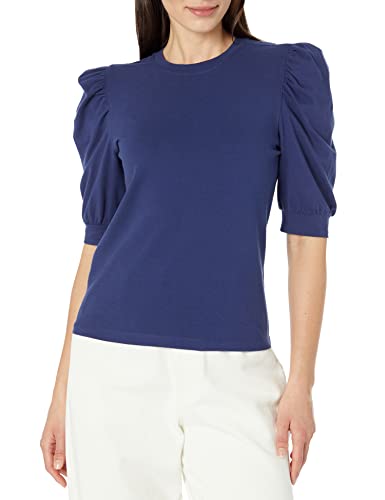 The Drop Damen T-shirt Mariko, Puffärmel, Rundhals, Stretch-jersey, Marineblau, S von The Drop