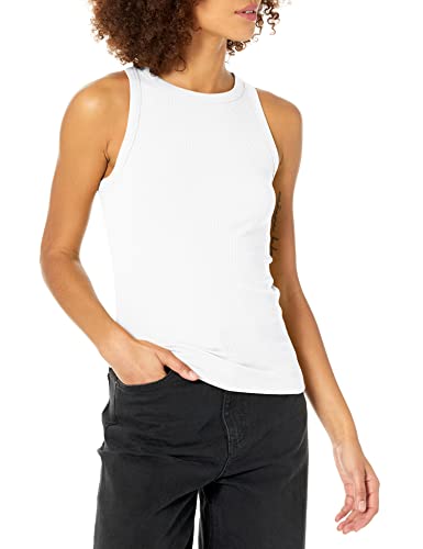 The Drop Damen Valerie Rippstrick-Tanktop mit Neckholder-Look und Racerback, Weiß, 4XL Große Größen von The Drop