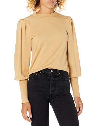 The Drop Damen Vivienne Pullover mit Schulterpolstern, Rundhalsausschnitt und Ballonärmeln, Curds & Whey, XXL von The Drop