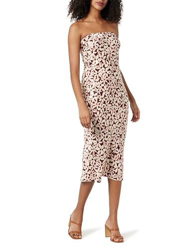 The Drop Danica Strapless Midi Dress Kleider, Schokoladen-Gänseblümchen-Druck, L von The Drop