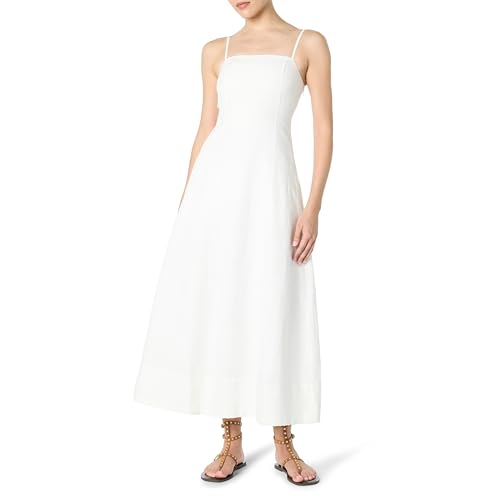 The Drop Daphne Square Neck Linen Maxi Dress Maxikleid, Weiß, S von The Drop