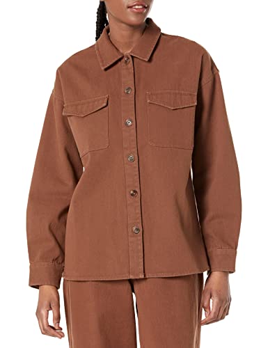 The Drop Demi Loose Fit Shirt Jacket Hemd, Kaffeebohnen, 5X von The Drop