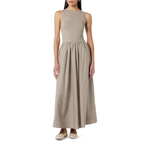 The Drop Dia Mixed Fabric Midi Tank Dress Kleider, Vintage Khaki, S von The Drop