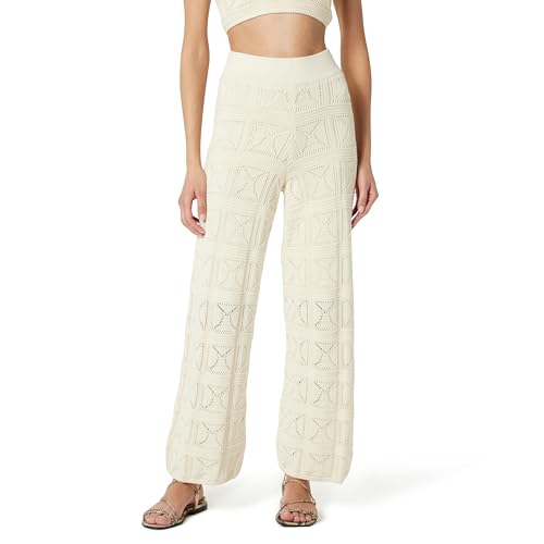 The Drop Diza Pull On Flare Leg Crochet Pant Hose, Birke, L von The Drop