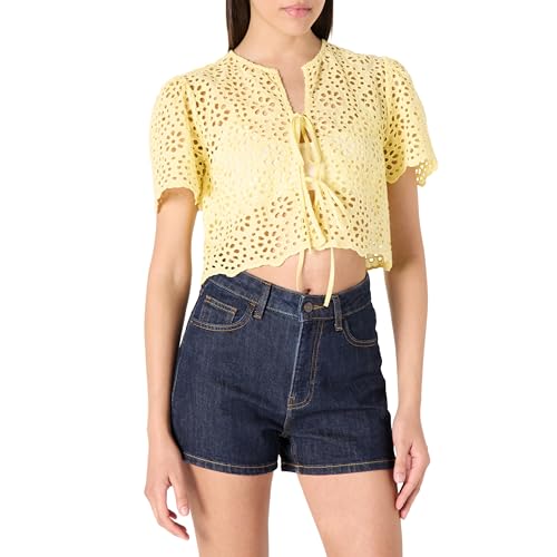 The Drop Doca Lace Tie Front Top with Scallop Detail Blusen, Pale Banana, L von The Drop
