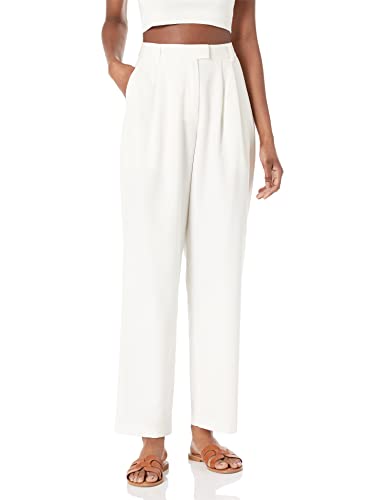 The Drop Dylan Pleated Straight Pant Hose, Elfenbein, S von The Drop