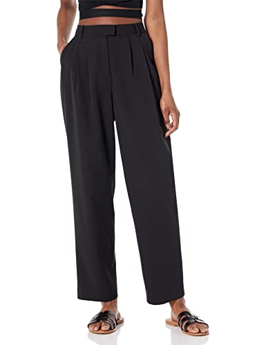 The Drop Dylan Pleated Straight Pant Hose, Schwarz, XS von The Drop