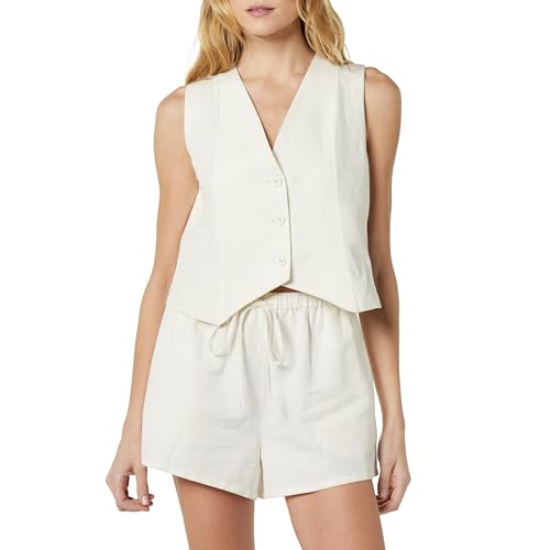 The Drop ESMA Linen Vest Westen, Elfenbein, L von The Drop