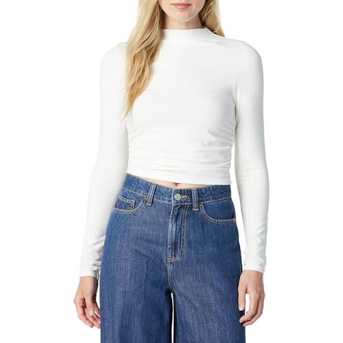 The Drop Ebony Mock Neck Long Sleeve Top Shirts, Kokosmilch, 3XL Große Größen von The Drop