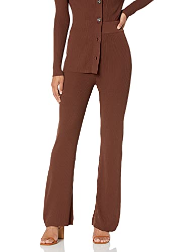 The Drop Ellison Ripp-Sweater-Hose mit ausgestelltem Bein für Damen, Schokobraun, Größe L von The Drop