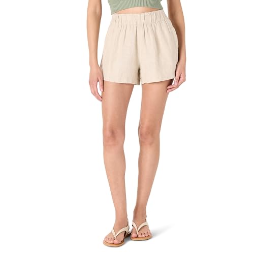 The Drop Essie Linen Pull On Mini Shorts, Natürliches Leinen, L von The Drop