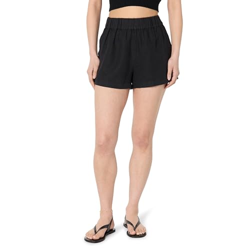 The Drop Essie Linen Pull On Mini Shorts, Schwarz, M von The Drop