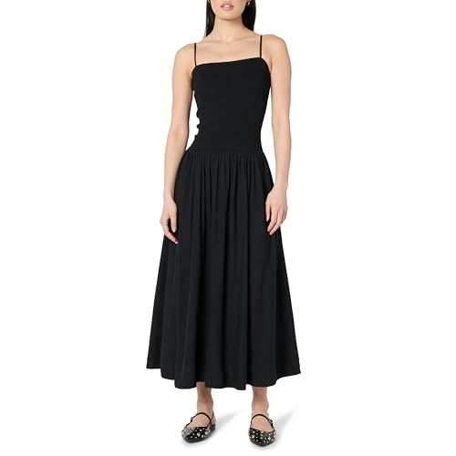 The Drop Florencia Smocked Bodice Linen Maxi Dress Maxikleid, Schwarz, M von The Drop