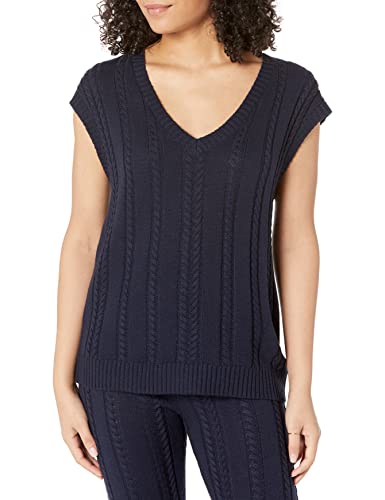 The Drop Frankie Loose Fit V-Neck Cable Vest Unterhemden, Marineblau, 3XL Große Größen von The Drop