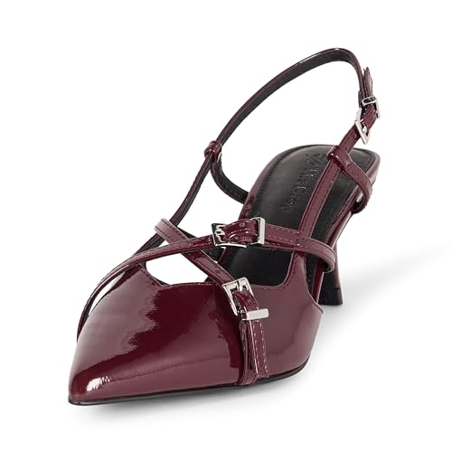 The Drop Gordon Slingback Sling Back Heels, Dark Cherry Patent, 40.5 EU von The Drop