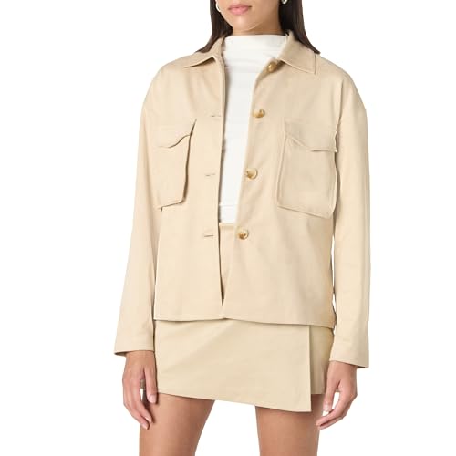 The Drop Haylan Faux Suede Shacket Jacke, Hummus, L von The Drop