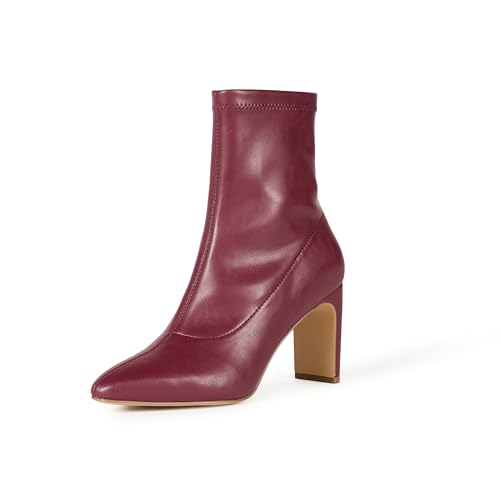 The Drop Jane Schlupf-Stiefelette Absatz Hohe Stiefel, Dark Cherry, 39 EU von The Drop
