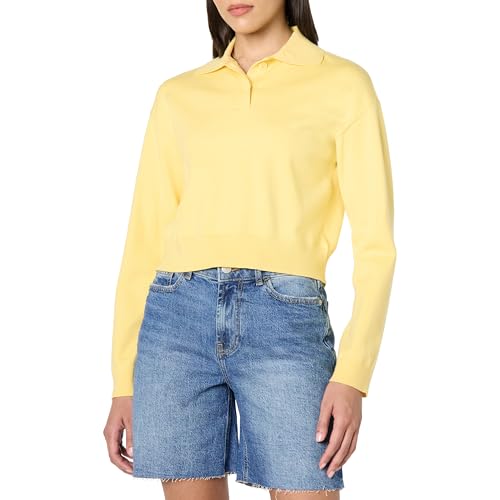 The Drop Joan Splitneck Polo Long Sleeve Sweater Pullover, Pale Bananna, S The Drop Joan Splitneck Polo Long Sleeve Sweater Pullover, Pale Bananna, S von The Drop