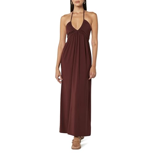 The Drop Kapri Gathered Halter Dress Kleider, Rum Braun, XS von The Drop