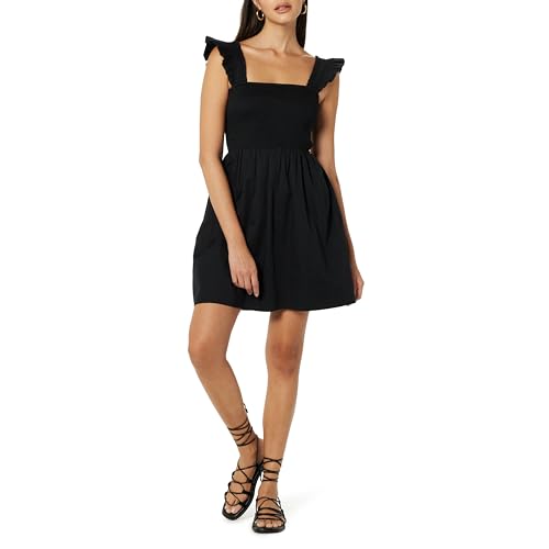 The Drop Kari Ruffled-Shoulder Smocked Mini Dress Kleider, Schwarz, XXL The Drop Kari Ruffled-Shoulder Smocked Mini Dress Kleider, Schwarz, XXL von The Drop