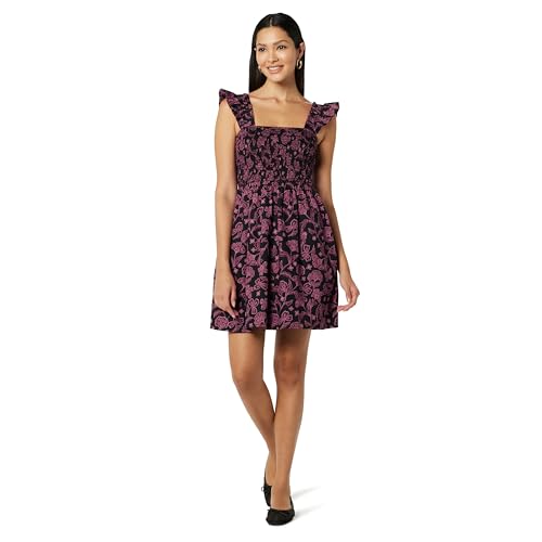 The Drop Kari Ruffled-Shoulder Smocked Mini Dress Kleider, Schwarz/Rosa Paisleymuster, XXL Große Größen The Drop Kari Ruffled-Shoulder Smocked Mini Dress Kleider, Schwarz/Rosa Paisleymuster, XXL Große Größen von The Drop