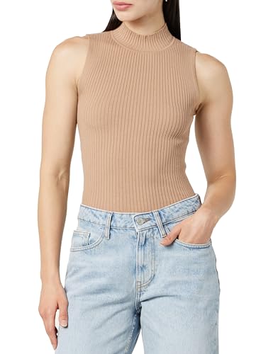 The Drop Karolina Sleeveless Ribbed Mock-Neck Sweater Fashion-t-Shirts, Praline, 3XL Große Größen von The Drop