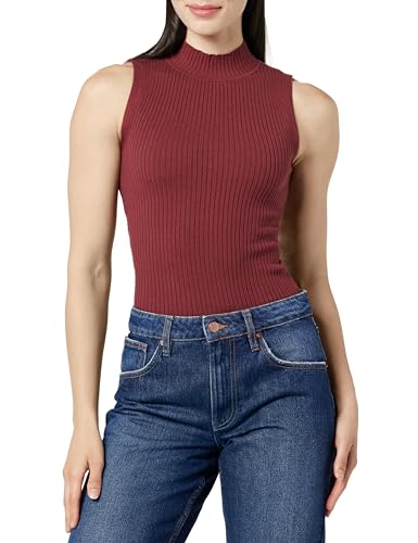 The Drop Karolina Sleeveless Ribbed Mock-Neck Sweater Fashion-t-Shirts, Ziegelrot, XS von The Drop