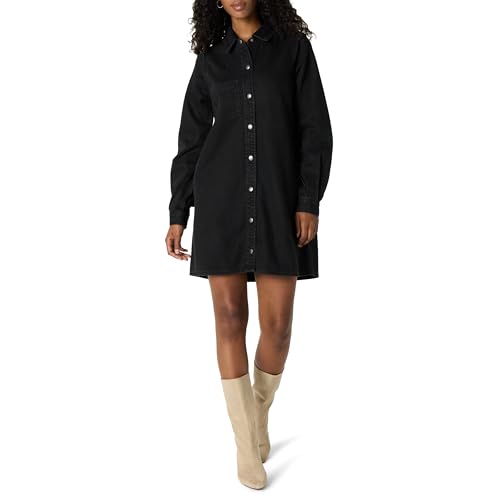 The Drop Katerina Denim Shirtdress Klassisches Hemd, Schwarz, 4X von The Drop
