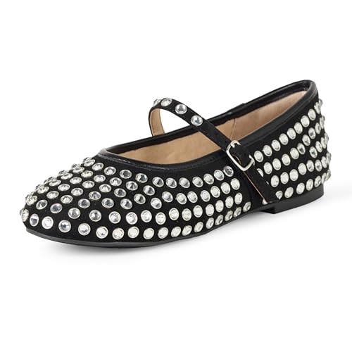 The Drop Katy Mary Jane Flat Ballerinas, Schwarzes Microsuede, 38 EU von The Drop