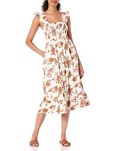 The Drop Kimi Ruffled Shoulder Smocked Midi Dress Kleider, Rosette mit Blumenmuster, X-Large von The Drop