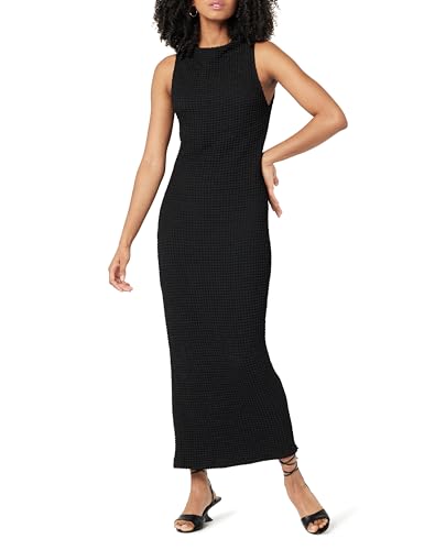 The Drop Lena High Neck Textured Midi Dress Kleider, Schwarz, XS von The Drop