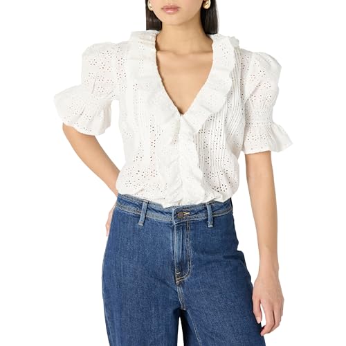 The Drop Lenai Pintuck Eyelet Blouse Blusen, Elfenbein, XXL Große Größen von The Drop