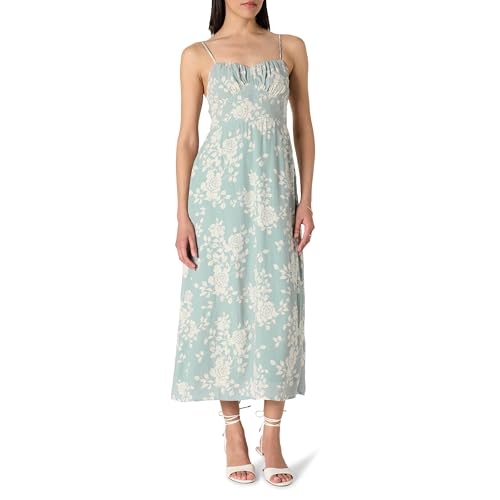 The Drop Linea Spaghetti Strap Maxi Dress with Front Slit Maxikleid, Iceberg Linear Floral, XS von The Drop