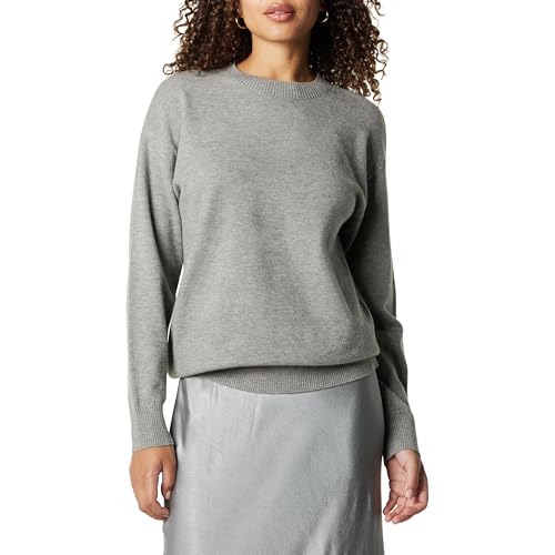 The Drop Lulu Essential Crew Neck Sweater Pullover, Grau meliert, XS von The Drop