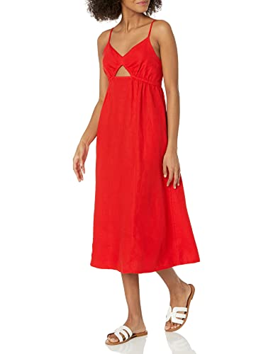 The Drop Maci Strappy V-Neck Cut-Out Smocked Back Midi Dress Kleider, Feuerrot, Large von The Drop