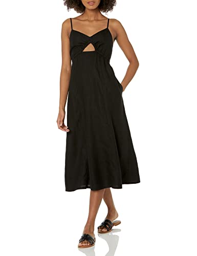 The Drop Maci Strappy V-Neck Cut-Out Smocked Back Midi Dress Kleider, Schwarz, X-Large von The Drop