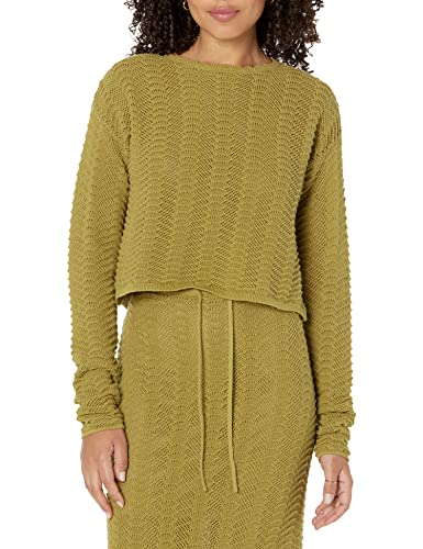 The Drop Makayla Crochet Dropped Shoulder Cropped Pullover Sweater, Olivenöl, XXL Große Größen von The Drop